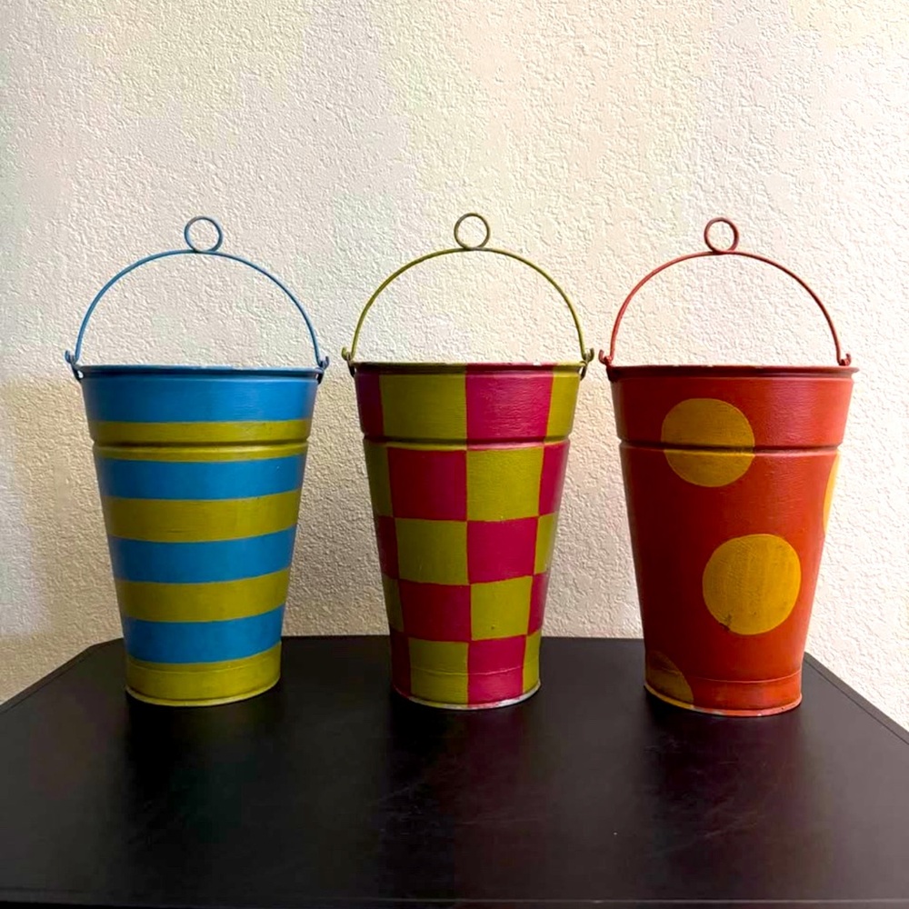Artsy Bucket Set Pots/Planters - Spring is in the air!!!